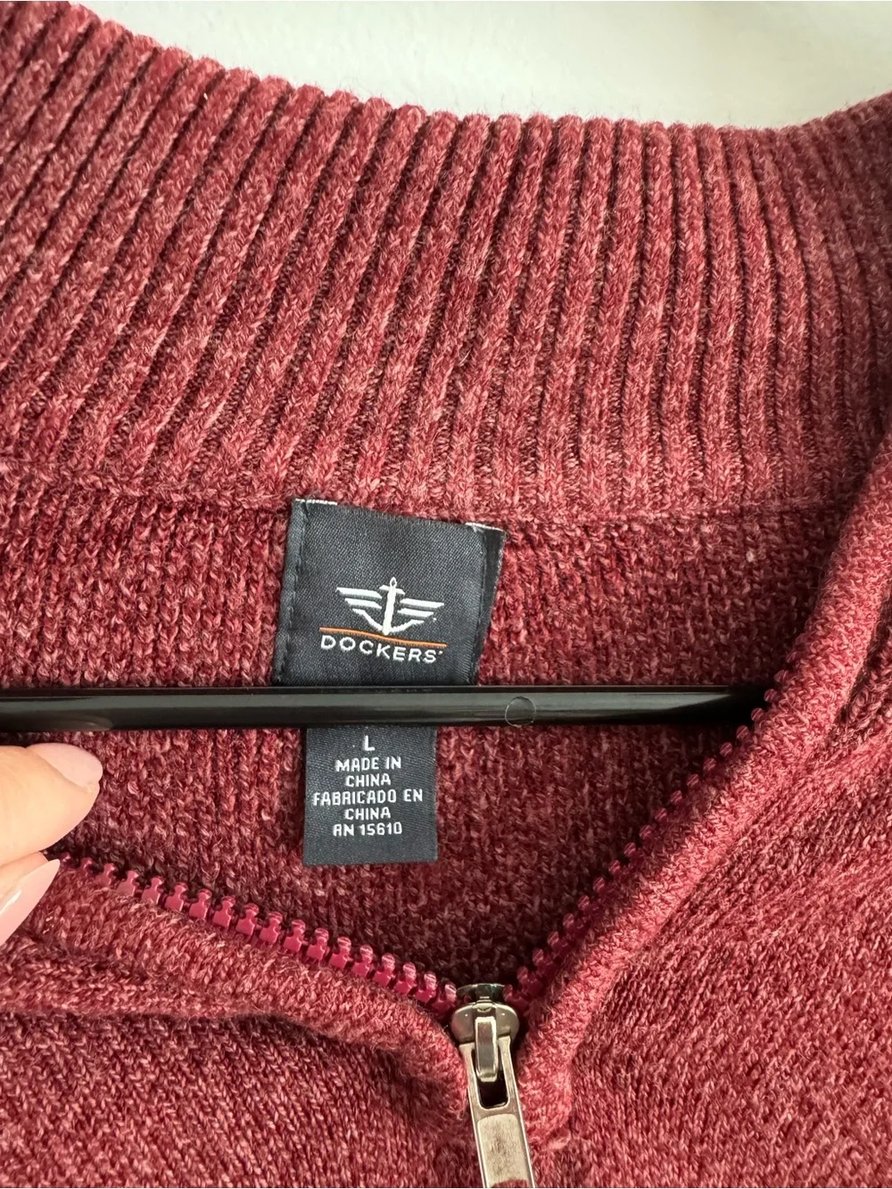 Dockers Men's Zip-Neck Sweater in Burgundy